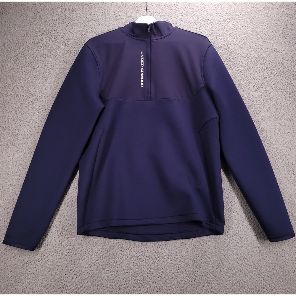 UNDER ARMOUR Sweater Mens MEDIUM Navy Blue Golf UA Storm Quarter Zip Long Sleeve